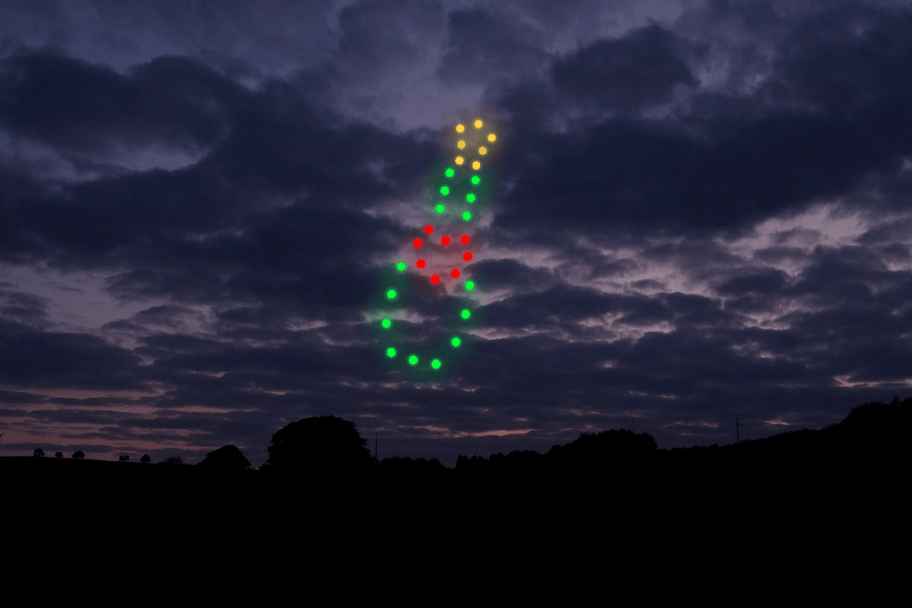 Champagne bottle with 60 drones in the wedding drone light show