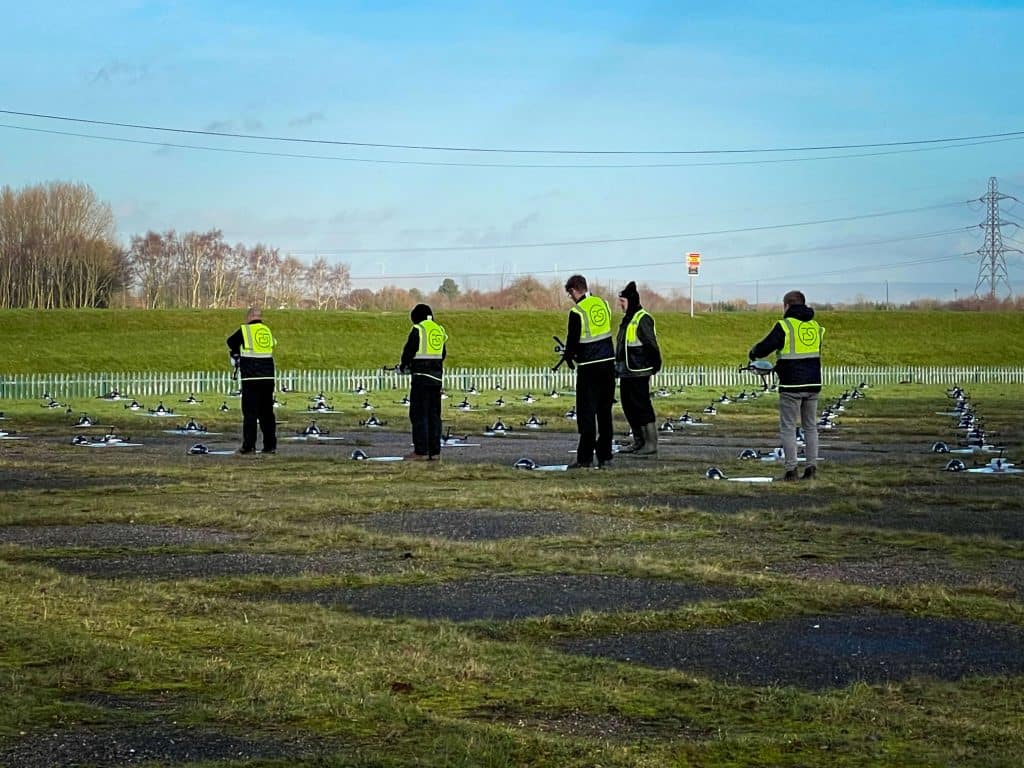 Drone Show Crew calibrating compasses
