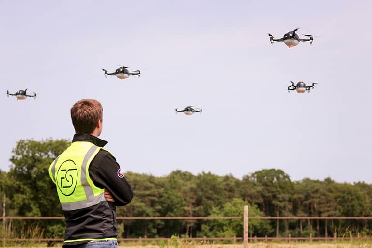 FlightShows pilot watching drone show